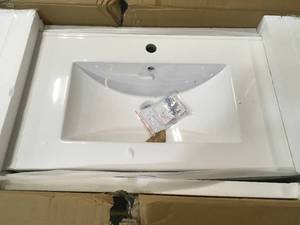 Timeless Home 36 in. W x 18.31 in. D x 19.69 in. H Single Bath Vanity in Concrete Grey with Porcelain and White Basin by Unbranded Customer Returns See Pictures