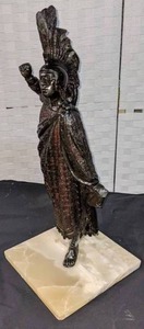 Collectible Bronze Roman Spartan Statue on Marble Base