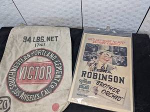 Collectible 1940 Brother Orchid Advertisement & Victor Cement Sack