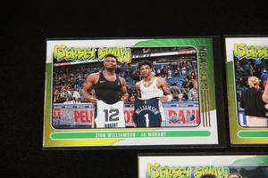 lot 8 image: 2020-21 Hoops Ja Morant Jersey Swap Insert Lot  3 Cards