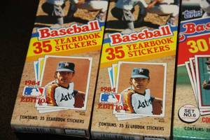 lot 83 image: 1983 & 1984 Topps Baseball Sticker Jumbo Pack Lot  6 Packs