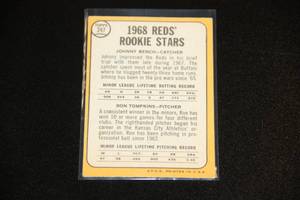 lot 113 image: 1968 Topps Johnny Bench #247 Rookie Card