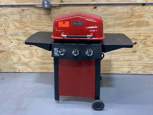 lot 21 image: DYNA-GLO 3-Burner Open Cart Propane Gas Grill in Red