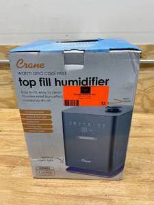 lot 32 image: CRANE 1.2 Gal. Warm & Cool Mist Top Fill Humidifier with Remote for Medium to Large Rooms up to 500 sq. ft