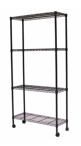 lot 46 image: GRAINGER APPROVED Starter Wire Shelving Unit, 36 inW x 14 inD x 54 inH, 4 Shelves, Powder Coated Finish, Black