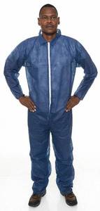 lot 60 image: INTERNATIONAL ENVIROGUARD Lot of 3 Cases of-  Coverall, Elastic Wrist, M, Navy Blue (25 per case)