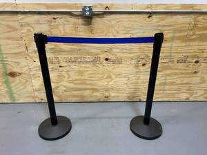 lot 80 image: VISIONTRON Set of Retractable Barrier Posts with Belt