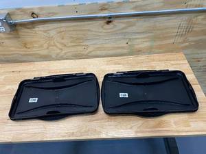 lot 91 image: RUBBERMAID COMMERCIAL PRODUCTS Lot of 2-  Trash Can Tops Slim Jim(R), For 23 gal Cntnr Cap, Flat, Black.