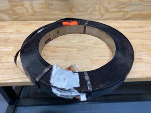 lot 110 image: SIGNODE Steel Strapping, Steel, Black, 12 in Strapping Width, 0.017 in Strapping Thickness