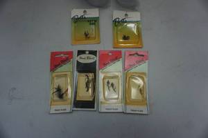 lot 196 image: Fishermans Fly Fishing Package With Fly Lures, and Stack Pack Storage Jars