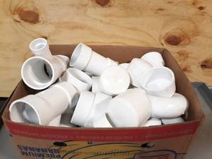 lot 520 image: NEW Box of 3 & 4 Sch40 Sanitary Wyes and More PVC Pipe Fittings