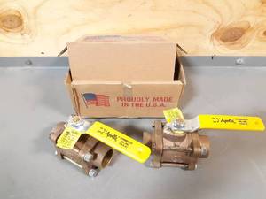 lot 487 image: NEW Lot of 2 Apollo 1-14 Brass Ball Valves - Solder Connection