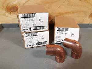 lot 483 image: NEW Lot of 15 1-12 NIBCO Copper Pressure 90° Elbows