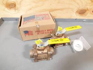lot 475 image: NEW Lot of 2 Apollo 1-14 Brass Ball Valves - Solder Connection