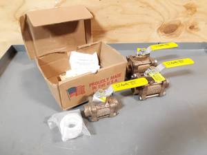 lot 467 image: NEW Lot of 3 Apollo 1 & 1-14 Brass Ball Valves - Solder Connection