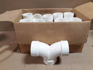 lot 641 image: NEW Box of 10 Charlotte PVC DWV 3 Double 14 Bend Fittings