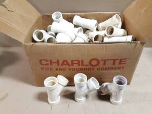 lot 642 image: Box of 45 PVC DWV 1-12 Wye Fittings