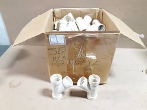 lot 646 image: Box of 45 PVC DWV 1-12 Wye Fittings