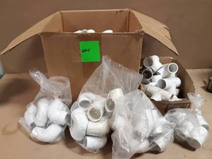lot 647 image: Large Lot of Approx. 90 PVC Sch40 PVC Pipe Fittings 1 to 2 - Elbows, Tees, Couplers and More