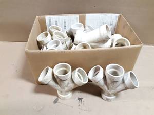 lot 651 image: Box of 12 PVC DWV 1-12 Double Wye Fittings