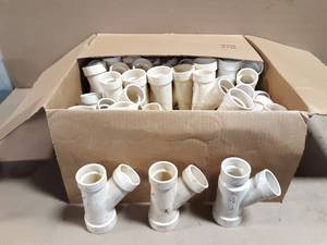lot 656 image: Huge Box of Approx. 50 1-12 x 1-12 x 2 PVC DWV Wyes