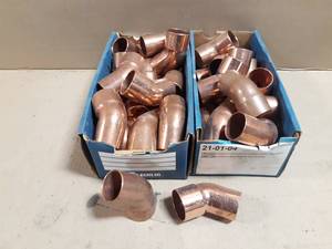 lot 682 image: Box of (37) 1-12 Copper 45° Street Elbows
