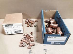 lot 702 image: Box Lot of (13) 1 Copper 45° Elbows, (5) 1-14 x 1 x 1 Copper Reducing Tees and More
