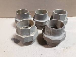 lot 709 image: Lot of (5) Brass 2-12 Solder Type Unions - Lot weighs about 16 LBS