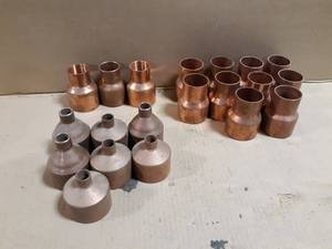 lot 715 image: Large Lot of (20) Assorted 2 Copper Pipe Reducers