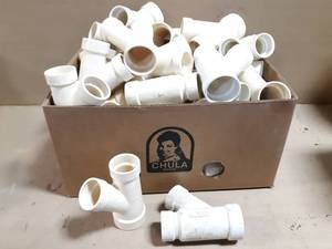 lot 728 image: Lot of (48) 2 x 1-12 x 1-12 PVC DWV Wye Fittings