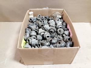 lot 736 image: Huge Lot of 38 NPT Galvanized Pipe Fittings - Box weighs about 54 LBS