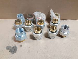 lot 743 image: NEW Lot of (12) Brass  Galvanized Dielectric Unions 1 FPT x 1 Sweat