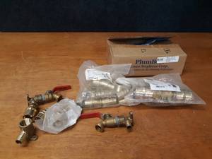 lot 828 image: Uponor 2 Brass PEX Ball Valve, ProPex Brass Sweat Adapters 34 and More