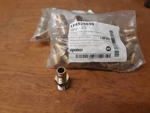 lot 921 image: Lot of (50) Uponor ProPex LF 12 PEX x 12 NPT Brass Male Threaded Adapters