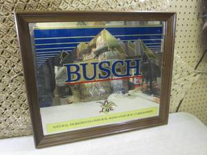(F-3) Vintage Framed Busch Beer Mir...