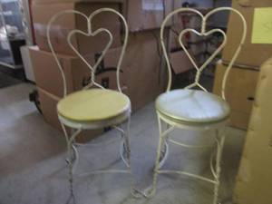 (CS) Pair Vintage Metal Chairs with...