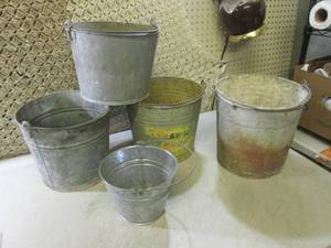 (RM5) Lot of 5 Galvanized Buckets...