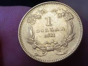 lot 02 image: 1861 US CIVIL WAR DATE $1 GOLD INDIAN PRINCESS