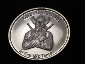 lot 14 image: 1 TROY OZ. .999 FINE SILVER 2nd AMENDMENT GUNS UP AMERICA 2x12oz CRACKER
