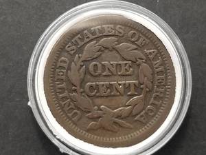 lot 30 image: 1849 US BRAIDED HAIR LARGE CENT IN AIRTITE