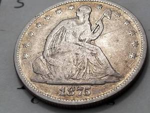 lot 36 image: 1875-S US SEATED LIBERTY HALF DOLLAR