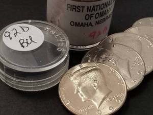 lot 64 image: BU ROLL OF 1992-D KENNEDY HALF DOLLARS 20 COINS