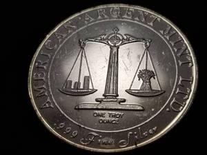 lot 66 image: 1 TROY OZ. .999 FINE SILVER ARGENT MINT TRADE UNIT