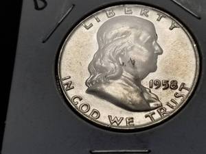 lot 72 image: 1958-D FRANKLIN HALF DOLLAR BU