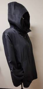 lot 6 image: Black hooded Eileen Fisher Coat