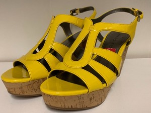 lot 100 image: Fabulous Pair of Bright Yellow Sandals by Marc Fisher