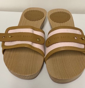 lot 121 image: Ted Baker Wood Slip On Sandals (NEW)