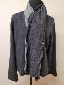 lot 254 image: Eileen Fisher  Asymmetrical  Sweater Jacket with Scarf