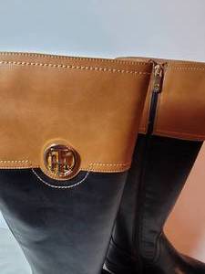 lot 262 image: New Tommy Hilfiger Two-Tone Leather Riding Boots