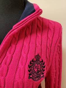 lot 317 image: New Hot Pink Ralph Lauren Zippered Cardigan